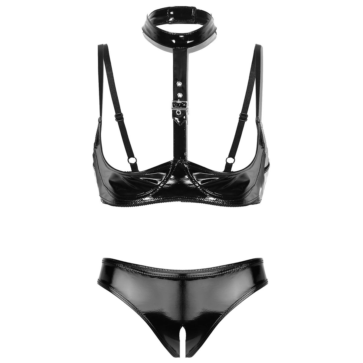 Bralette Triangle Set - Conjunto de lencería de charol con