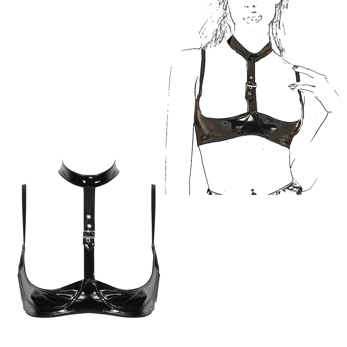 Conjunto de lencería de charol - Bralette Triangle Set reseña y precio