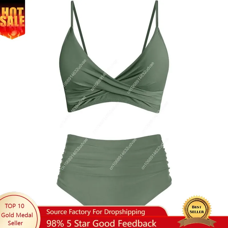 Conjunto de bikini de cintura  - Swimsuit Bikini Ruched reseña y precio