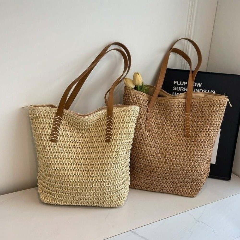 Bolso Tote de Rafia Tejida de  - Tote Bag Beach reseña y precio